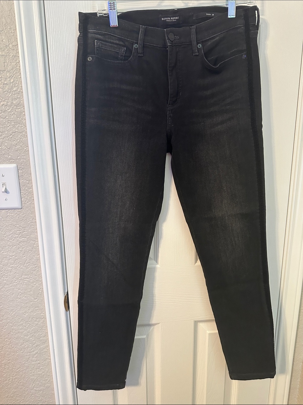 Banana Republic Black Skinny Jeans with Velvet Side Panel